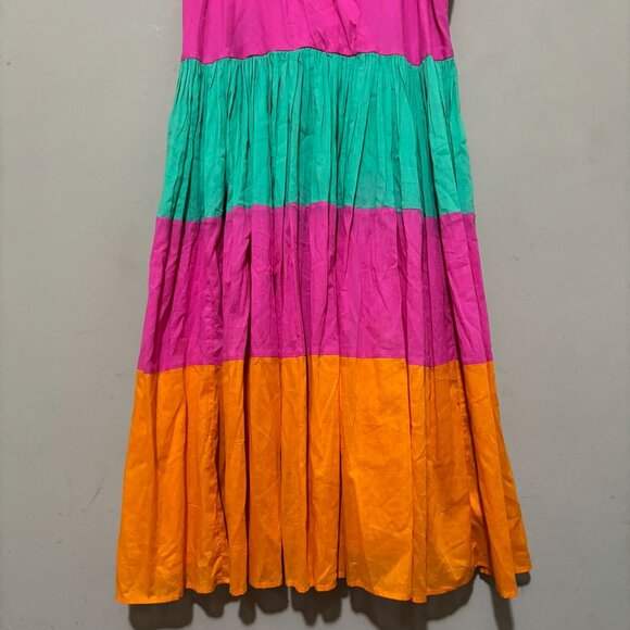 Mira Tiered Colorblock Fit & Flare Sundress Maxi Dress – Pink Green Orange XXL - Picture 6 of 6